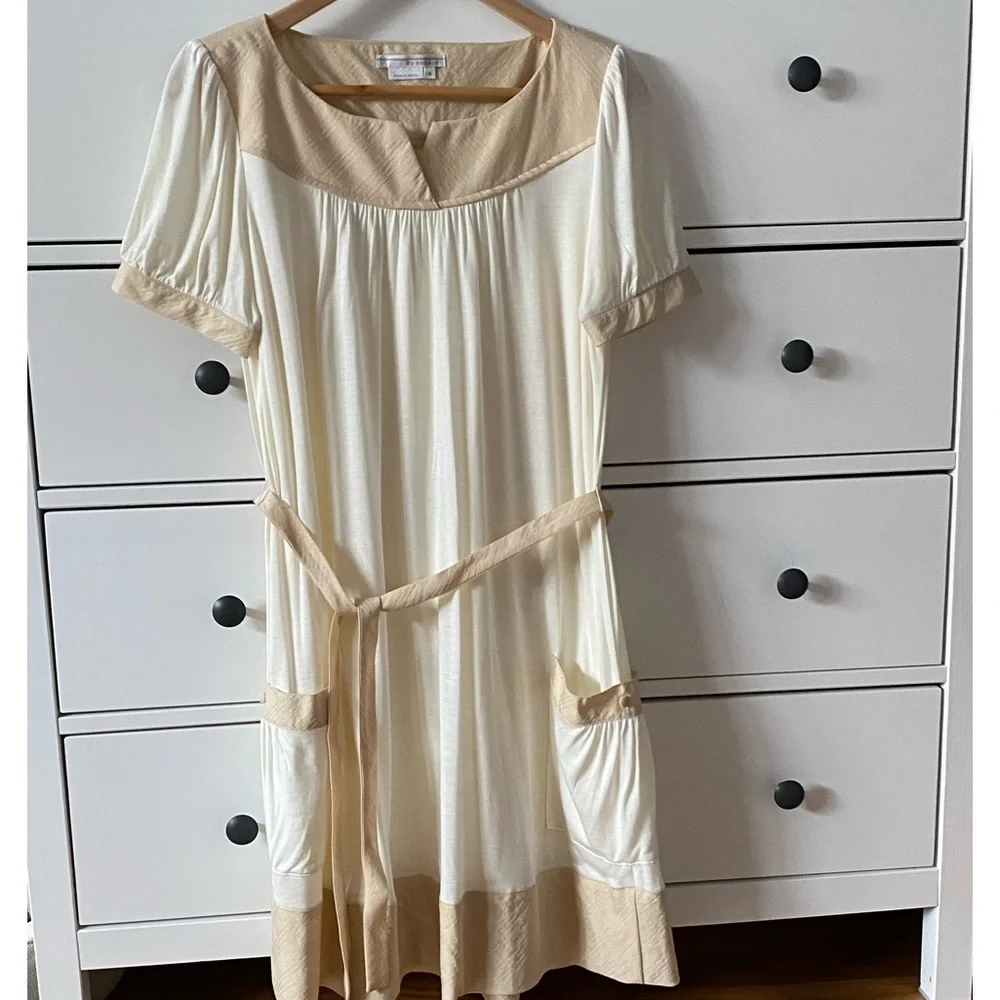 To The Max Ivory And Beige Belted Sundress, S. - Picture 1 of 5